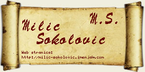 Milić Sokolović vizit kartica